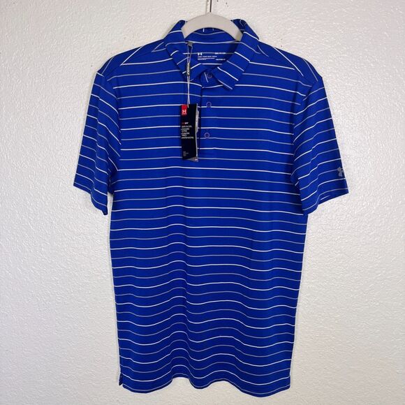Under Armour Other - Under Armour Polo Shirt Men Small Loose Fit Heat Gear Stripe Golf Business NEW